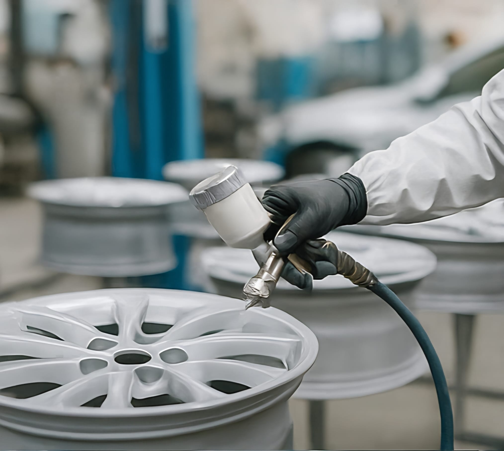 Aufbereitete und lackierte Autofelgen